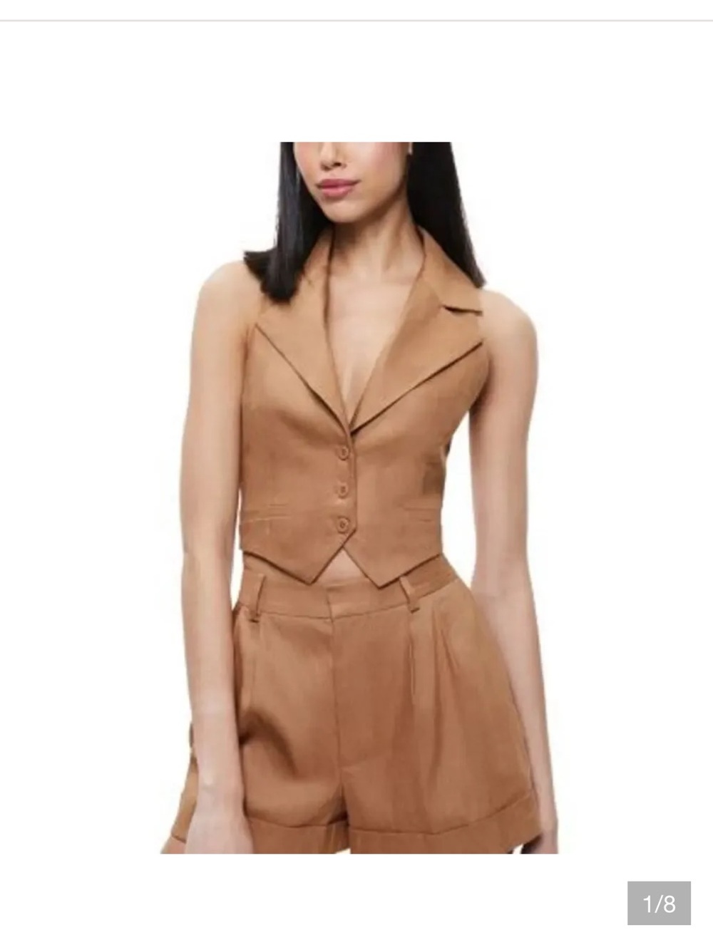 Alice + Olivia Camel Sleeveless Tailored Vest